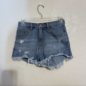 OAK+FORT/ denim cutoff light wash shorts size small